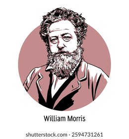 William Morris was an English artist, poet, and socialist, founder of the Arts and Crafts movement, which emphasized the value of manual labor. Hand-drawn illustration