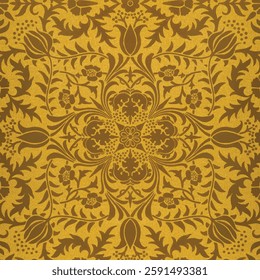 William Morris's vintage brown flower pattern vector