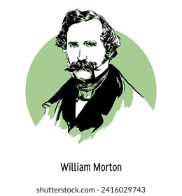 William Morton was an American dentist and surgeon who pioneered the successful use of inhaled ether as an anesthetic to create anesthesia. Hand drawn vector illustration