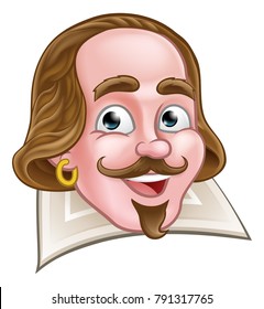 A William Shakespeare Elizabethan poet cartoon character