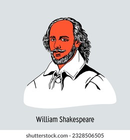William Shakespeare was an English poet and playwright, often considered the greatest English-speaking writer and one of the best playwrights in the world. Hand-drawn vector illustration.
