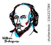 William Shakespeare engraved vector portrait with ink contours. English poet, playwright and actor, the greatest writer in the English language and the world