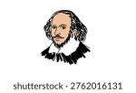 William Shakespeare, flat vector illustration
