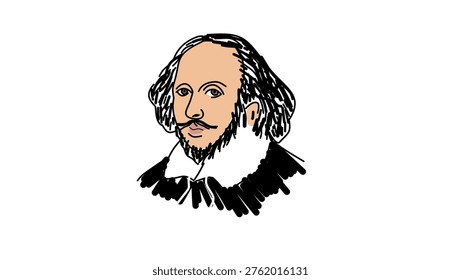 William Shakespeare, flat vector illustration