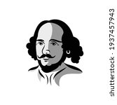 William Shakespeare Vector Caricature. Portrait of famous English writer and author