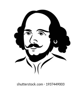 William Shakespeare Vector Caricature. Portrait of famous English writer and author