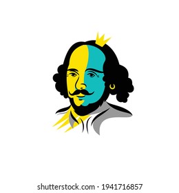 William Shakespeare Vector Caricature. Portrait of famous English writer and author Pop Art