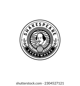 William Shakespeare Vector Emblem in Black and White