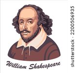 William Shakespeare. Vector illustration. Portrait of English playwright, poet and writer William Shakespeare in a flat style.