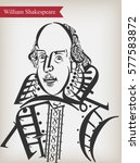 William Shakespeare vector illustration portrait made up of letters