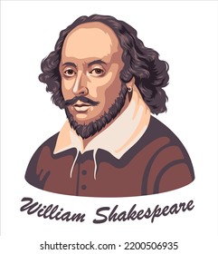 William Shakespeare. Vector illustration. Portrait of English playwright, poet and writer William Shakespeare in a flat style.