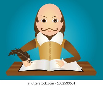 William Shakespeare writing at desk