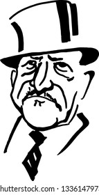 William Somerset Maugham. Cartoonized portrait. Line drawing