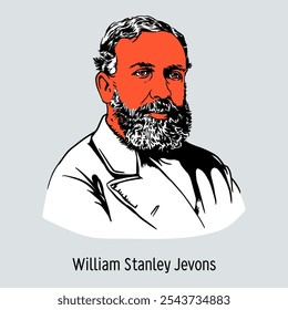 William Stanley Jevons fue un profesor inglés de lógica, filosofía y economía política. Fue el fundador de la teoría de la utilidad marginal. Ilustración vectorial dibujada a mano