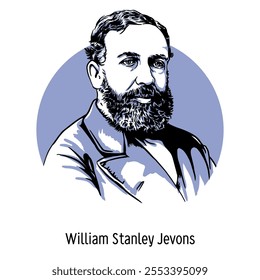 William Stanley Jevons was an English professor of logic, philosophy and political economy. The founder of the theory of marginal utility. Hand drawn vector illustration