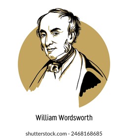 William Wordsworth was an English Romantic poet and the primary author of the collection Lyrical Ballads. Hand drawn vector illustration