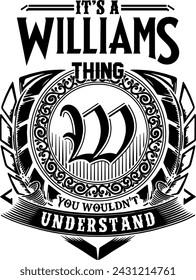 Williams diseño de apellido para serigrafía en camisetas