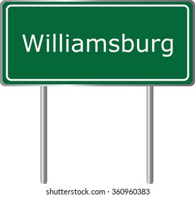 Williamsburg , Colorado, road sign green vector illustration, road table, USA city