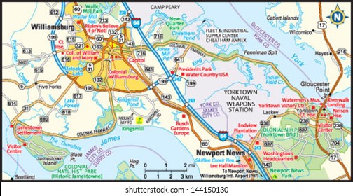 Williamsburg, Virginia area map