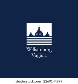 Williamsburg Virginia landmark building logo vector icon, sign, symbol illustration