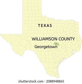 Williamson County And City Of Georgetown Location On Texas State Map