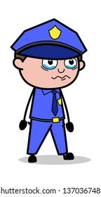 Willing to Cry - Retro Cop Policeman Vector Illustration