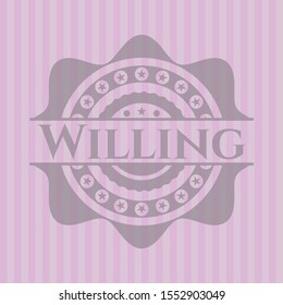 Willing pink emblem. Vector Illustration. Detailed.