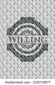 Willing silver emblem. Scales pattern. Vector Illustration. Detailed.