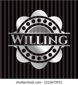 Willing silvery shiny emblem