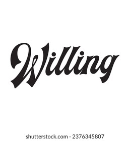 willing text on white background.