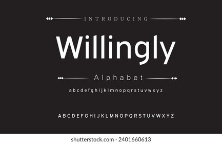 Willingly Modern Bold Font. Sans Serif Font. Regular Italic Uppercase Lowercase Typography urban style alphabet fonts for fashion, sport, technology, digital, movie, logo design, vector illustration