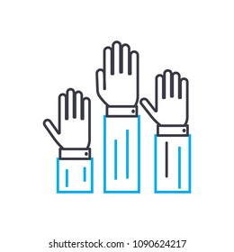 Willingness to participate vector thin line stroke icon. Willingness to participate outline illustration, linear sign, symbol concept.