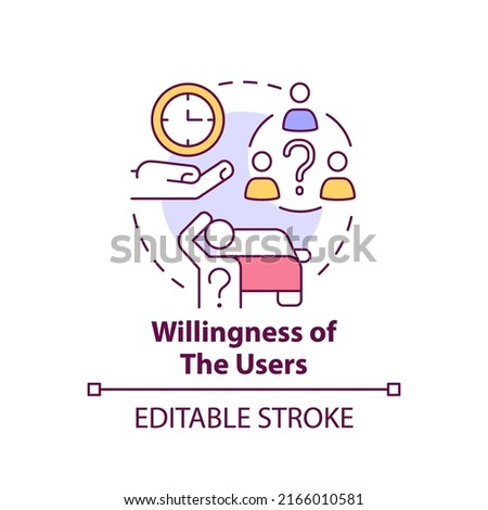 Willingness of users concept icon. Change customer habits. Maas issue abstract idea thin line illustration. Isolated outline drawing. Editable stroke. Arial, Myriad Pro-Bold fonts used