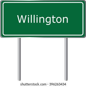 Willington , Connecticut , road sign green vector illustration, road table, USA city