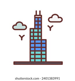 Willis Tower icon in vector. Illustration