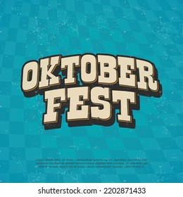 Willkommen zum Oktoberfest vector banner poster. Illustration with brush lettering typography and blue white checkered pattern background. Festive design concept for Bavarian beer festival