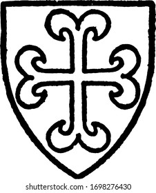 Willoughby bore Gulles a mill-rind cross silver, vintage line drawing or engraving illustration.