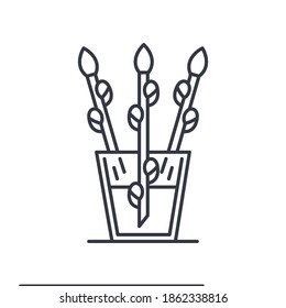 Icono de bifurcación Willow, ilustración lineal aislada, vector de línea delgada, signo de diseño web, símbolo de concepto de contorno con trazo editable sobre fondo blanco.
