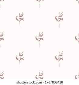 Willow Branch with Leaves Seamless Pattern in a Trendy Minimal Style. Outline of a Botanical Background. Floral Vector Ornament for printing on fabric, invitation, wrapping, wallpaper and other