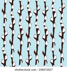Willow branch. Seamless pattern.
