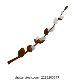 Willow branch vector illustration isolated on white background.
