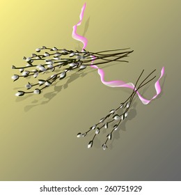 willow branches on a yellow background