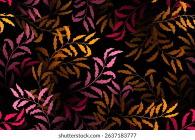 Willow branches tree leaves premium vector seamless pattern. Summer fashion dress textile print. Natural decorative ornament. Botanical exotic vector. Tree foliage swatch.
