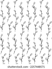 El comportamiento salvaje se inclina perfectamente. Ilustración vectorial en blanco y negro con doodle de sauce Pussy.