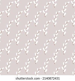 Willow cute seamless pattern. Happy Easter concept. Vector illustration for fabric design, gift paper, baby clothes, textiles, cards.