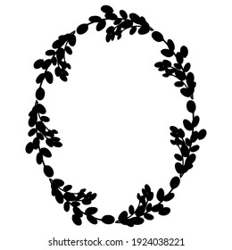 Wilder Osterbrand.Ovaler Kranz von Weidenbranden. Vektorgrafik einzeln auf weißem Hintergrund. Design für Ostern, Hochzeiten, Frühlingsdekor