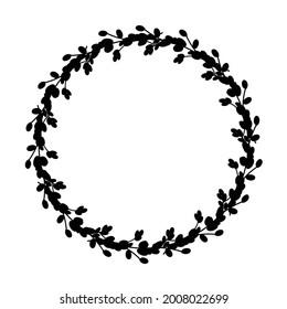Wreath Wreath. Correa redonda de ramas de sauce. Ilustración vectorial aislada en un fondo blanco. Diseño para Semana Santa, bodas, decoración primaveral