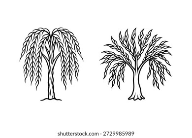 willow icon line art vector illustration isolated