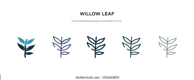 willow leaf icon in different style vector illustration. two colored and black willow leaf vector icons designed in filled, outline, line and stroke style can be used for web, mobile, ui