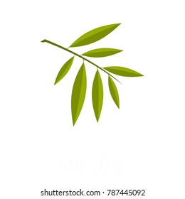 Willow Leaf Icon. Flat Illustration Of Willow Leaf Vector Icon Isolated On White Background